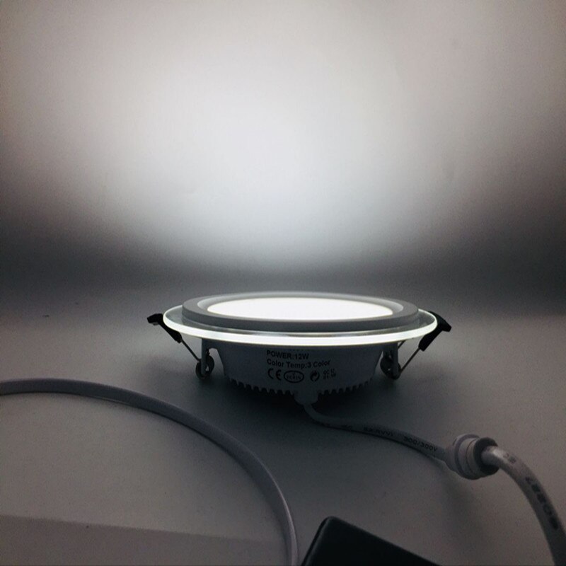 3 fargeskift glass ledet panellampe 6w 9w 12w 18w innfelt ledet downlight soverom lys badelys 110v 220v med sjåfør
