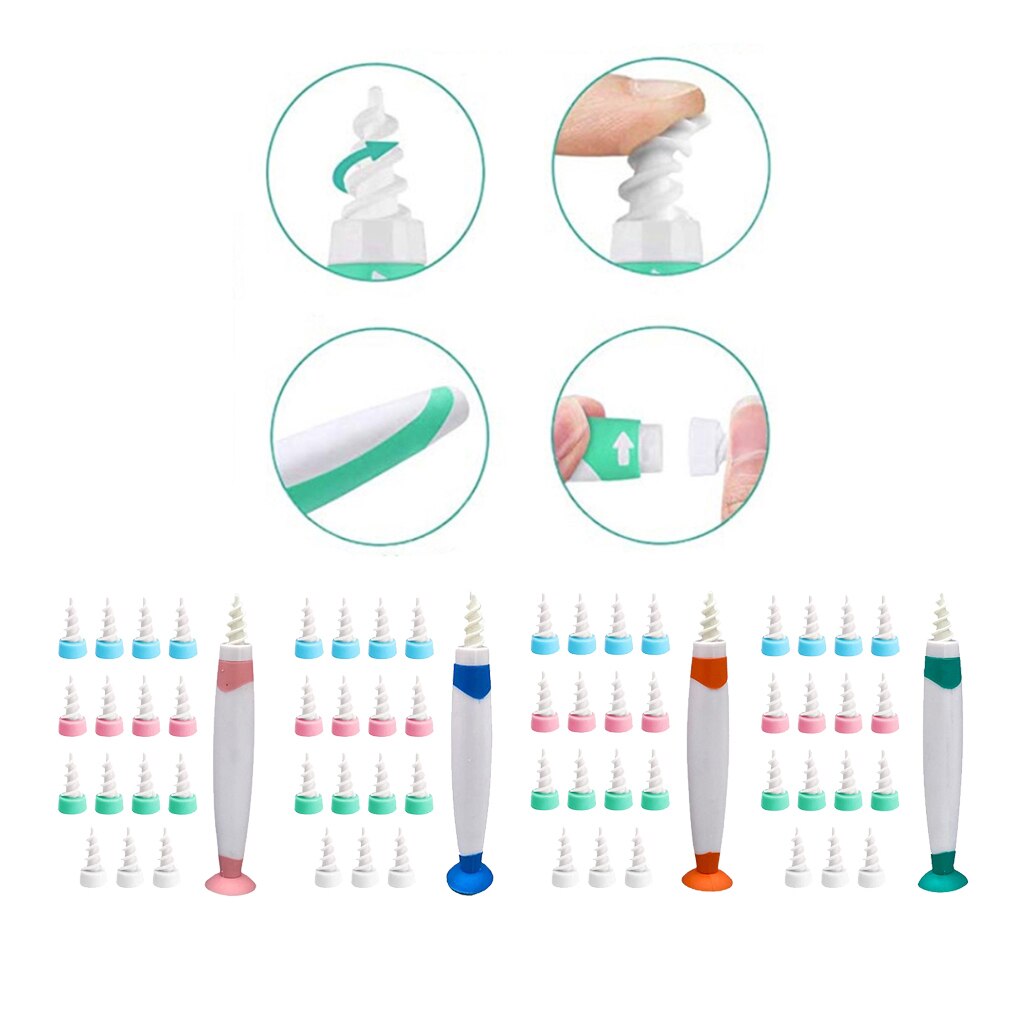 Ear Wax Cleaner, Rotary Ear Picker, Ear Pick Ear Pick Ear Cleaner Screw Head Ear Maintenance Cleaning, 16 Replacement Heads Safe