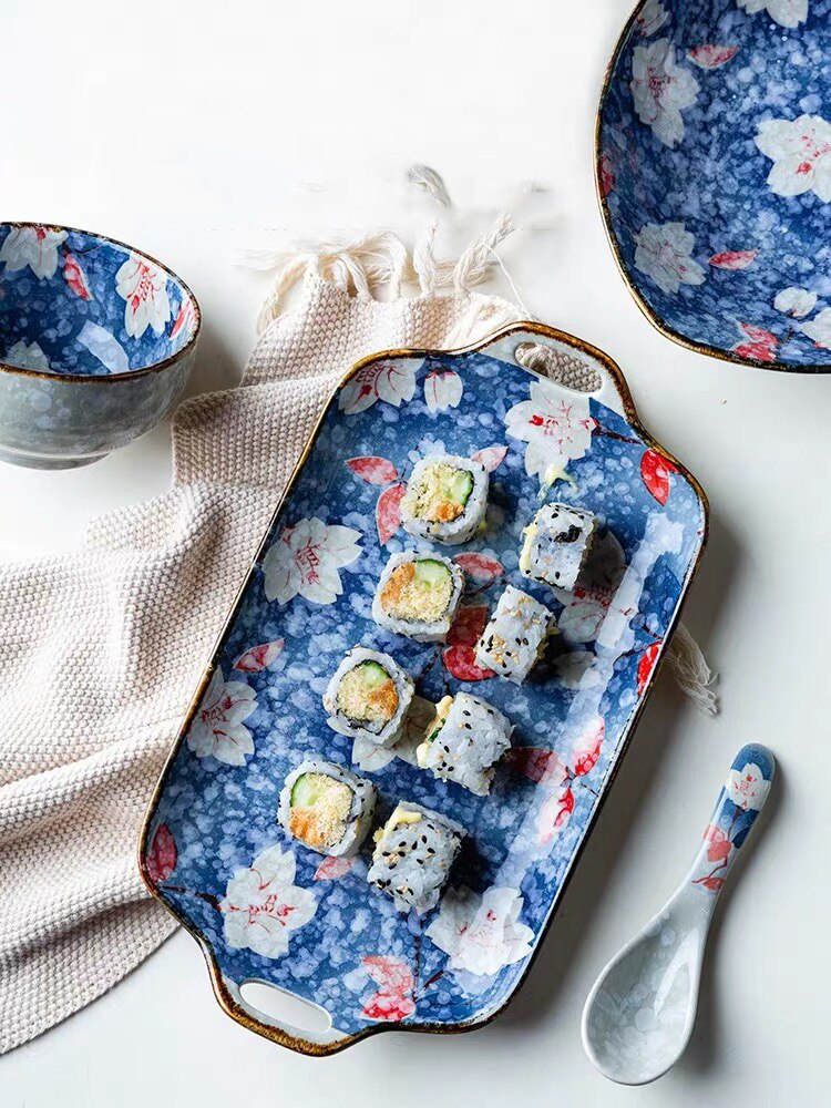 Japanse postorale keramische westerse borden visbord schotel rijst soep kom lepel set sushi servies