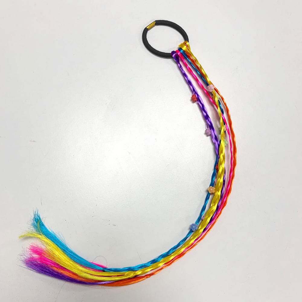 Headband Girls Twist Braid Rope Simple Rubber Band Hair Accessories Kids Wig Hair Band With Wig Colorful Wig Styling Headdress: Colorful A