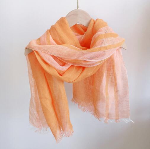 Japan Spring And Summer Thin Pure Linen Vertical Stripe Men&#39;s And Women&#39;s Scarves Long Shawl With Tassels: COLOR 3