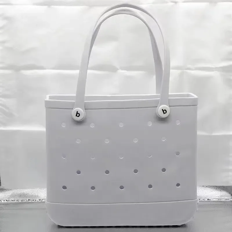 Mode Strand Bogg Bag Rubber Waterdichte Mand Grote Capaciteit Zomer Opslag Schouder Handtas Reizen Vrouwen Draagtas Boodschappentassen: Black