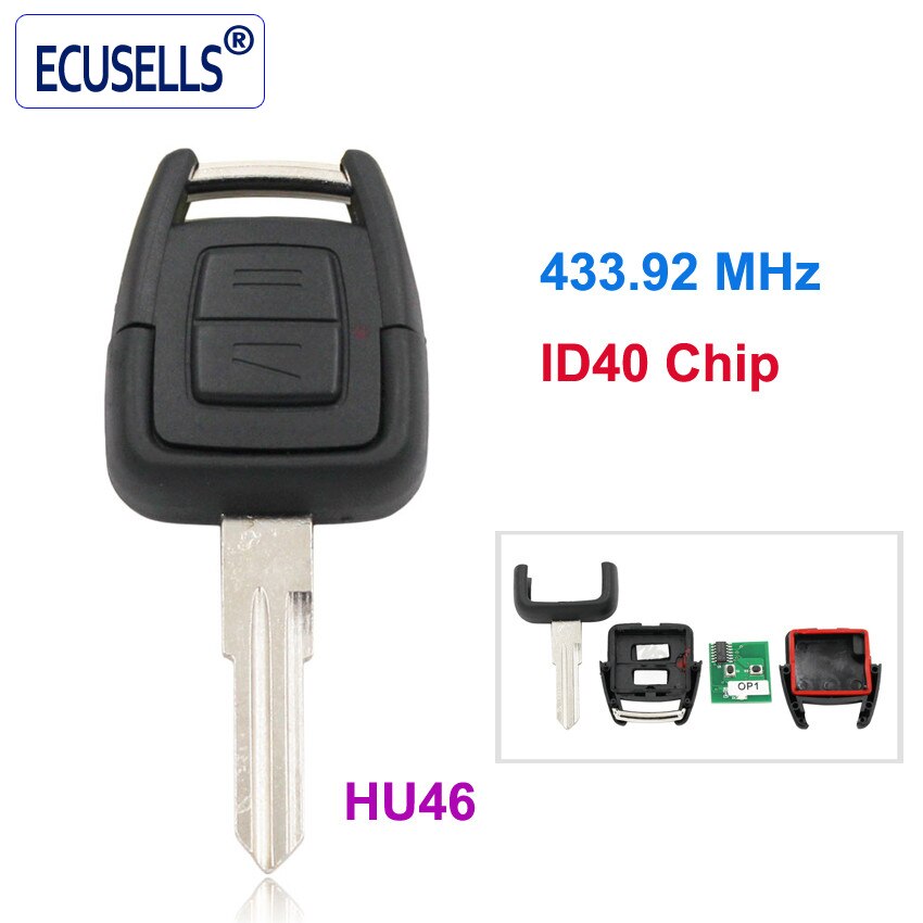 2 Button Remote Key 433 Mhz + Afstandsbediening Transponder ID40 Voor Opel Vauxhall Astra Vectra