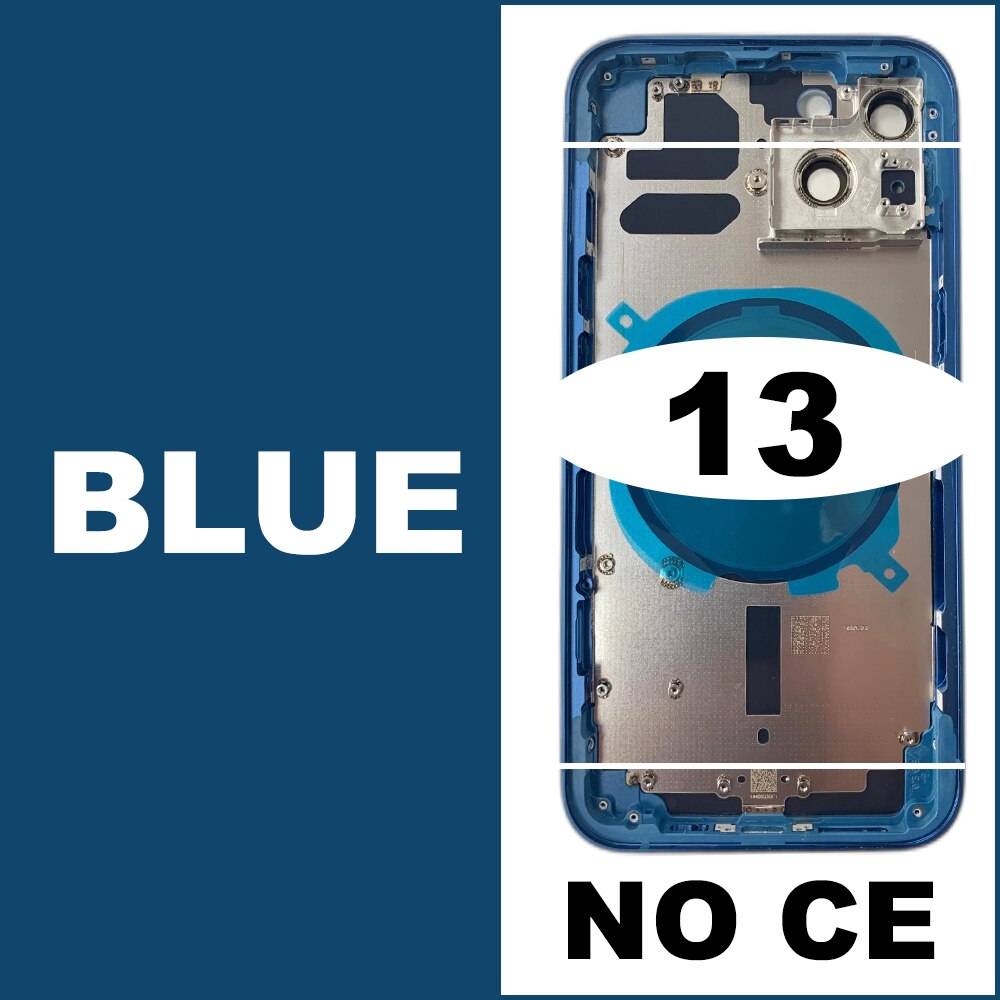 Housing For iPhone 13 Battery Back Cover + Middle Chassis Frame + SIM Tray + Side Key Parts For iPhone 12: 13-Blue - NO CE