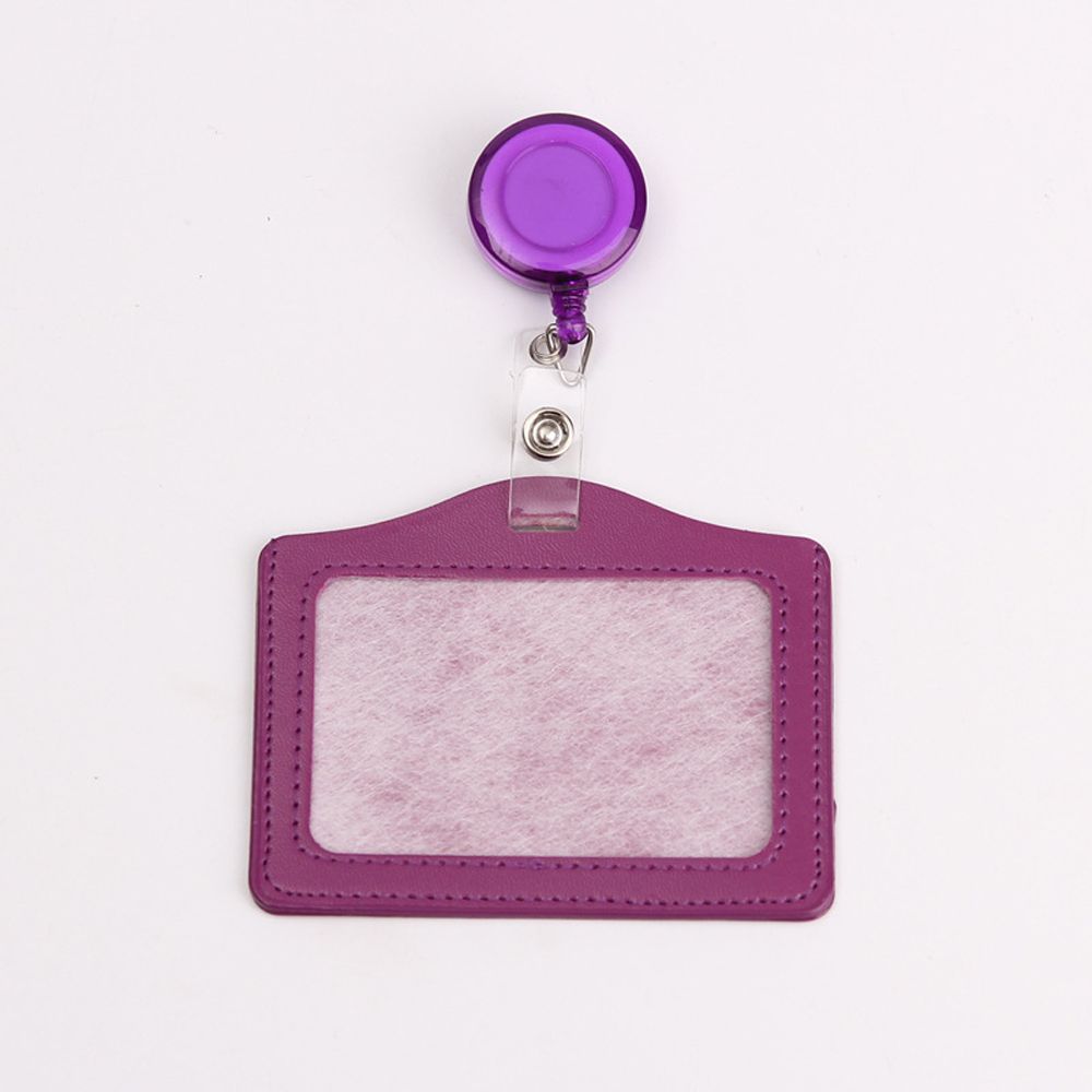 Work ID Card Retractable Pull Badge Holder Transparent Card Cover Student Card Sleeves Bus Card Holder Credit Cards Protector: PURPLE