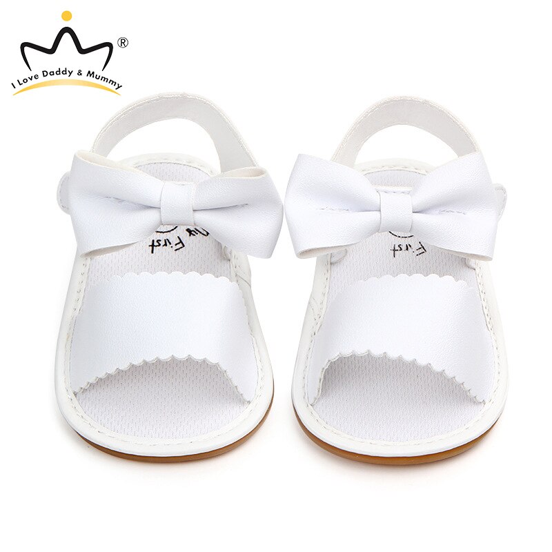 Zomer Baby Sandalen Leuke Strik Anti Slip Leer Baby Meisjes Sandalen Sandale Fille Peuter Baby Schoenen: white / 0-6 months