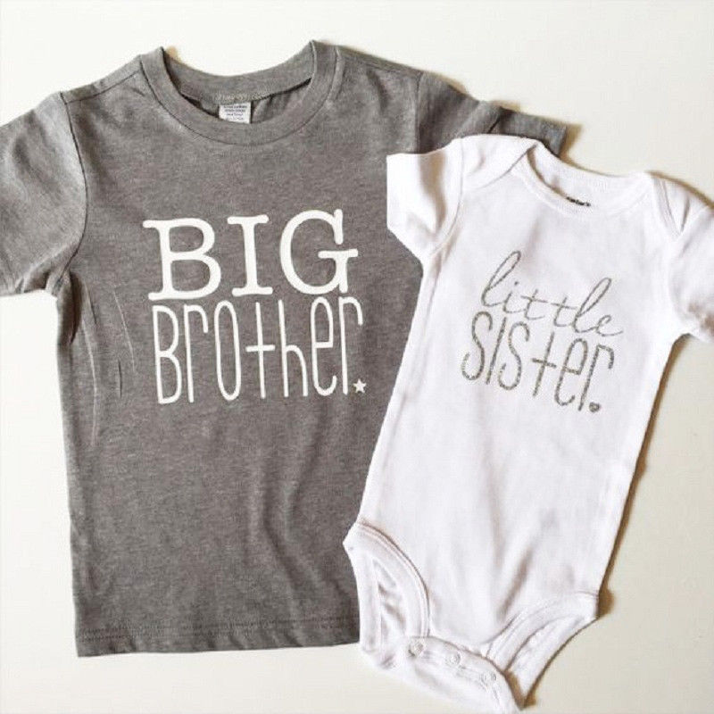 Toddler Kids Baby Boys Girls Big Brother Tops T-shirt Little Sister Romper