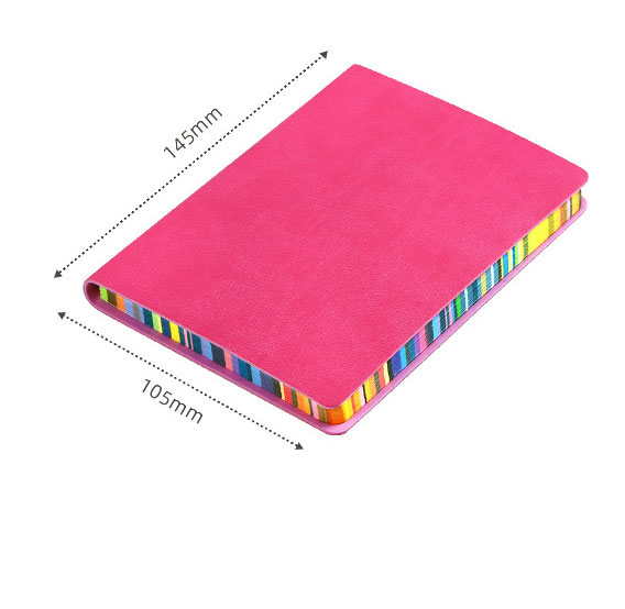 A5/A6 Soft Surface Cute Notebook 100 And Simple Notes With Rainbow Edges Thick Leather Diary Office Stationery: A6-1