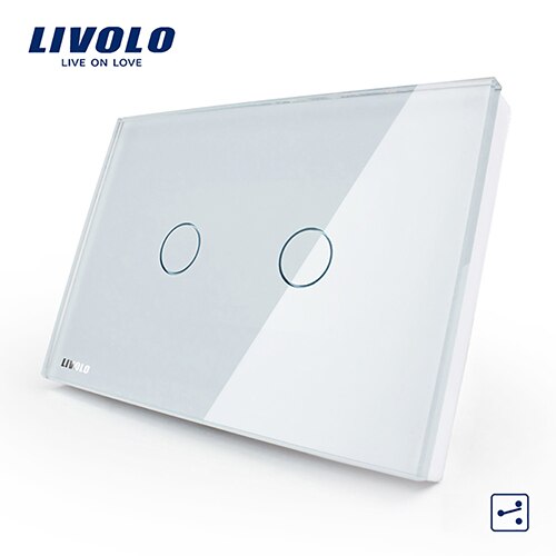 LIVOLO US/AU standard 2-gang 2-way Touch Screen Wall Switch, Sensor switch, AC 110-250V, White Glass Panel, VL-C302S-81: White