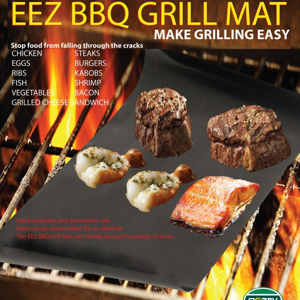2 stks/set BBQ grill mat voor barbecue grill vel koken en bakken en magnetron gebruiken zwart