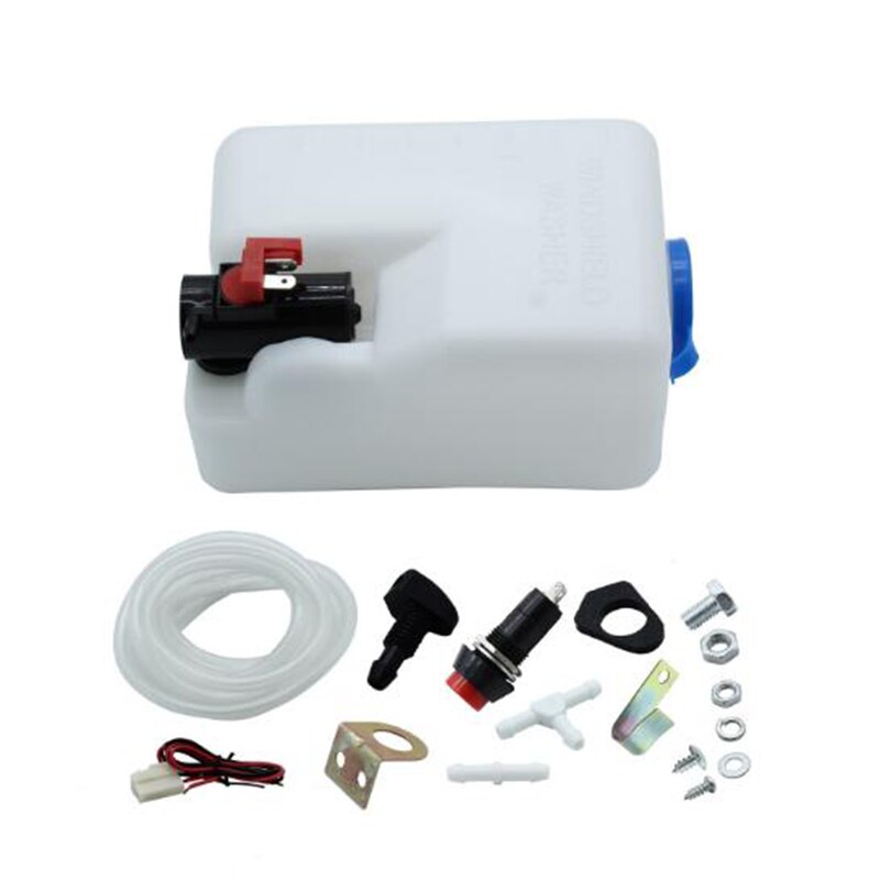 12V Universal Car Windshield 1.8L Washer Reservoir Pump Bottle Kit with Jet Button Switch Grandado