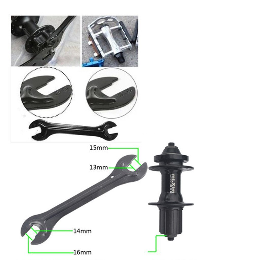 Trousse à outils pour VTT contenant une clé en acier carbone,moyeu cône 13/14/15/16mm à tête d'extrémité ouverte et essieu pour réparation de vélo,1 pièce,