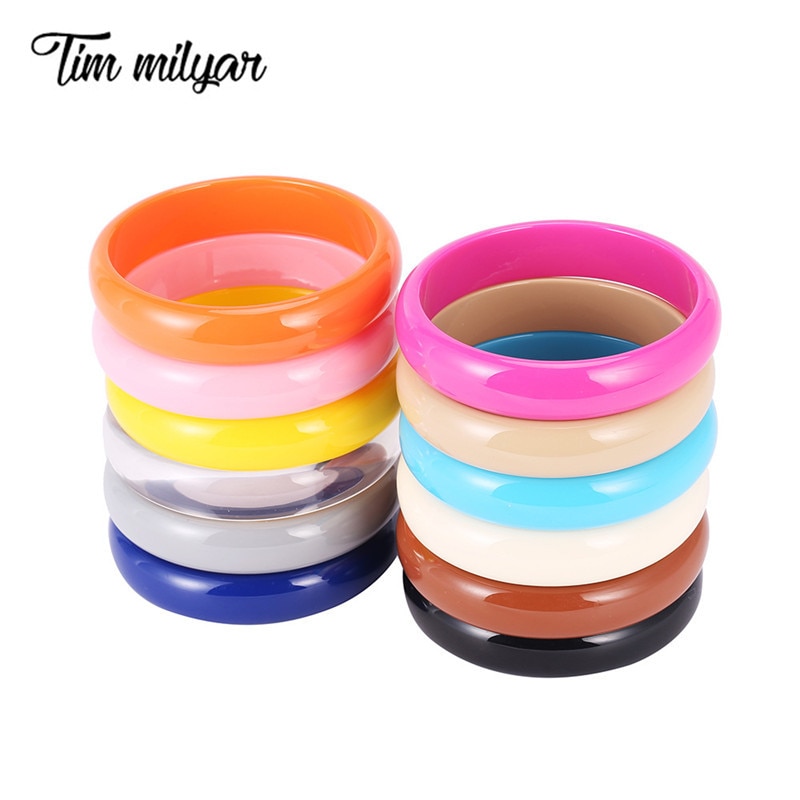 Vintage Resin Bangles Voor Vrouwen Grote Acryl Armbanden Armbanden 12 Effen Kleuren Boho Bangles Zomer Mode Luxe Sieraden