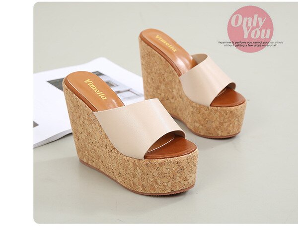 Sandales a talon Beige talons hauts chaussures confort pour femme mocassins a enfiler Espadrilles femme ete plateforme Muffins sabots chaussures: 2 / 37