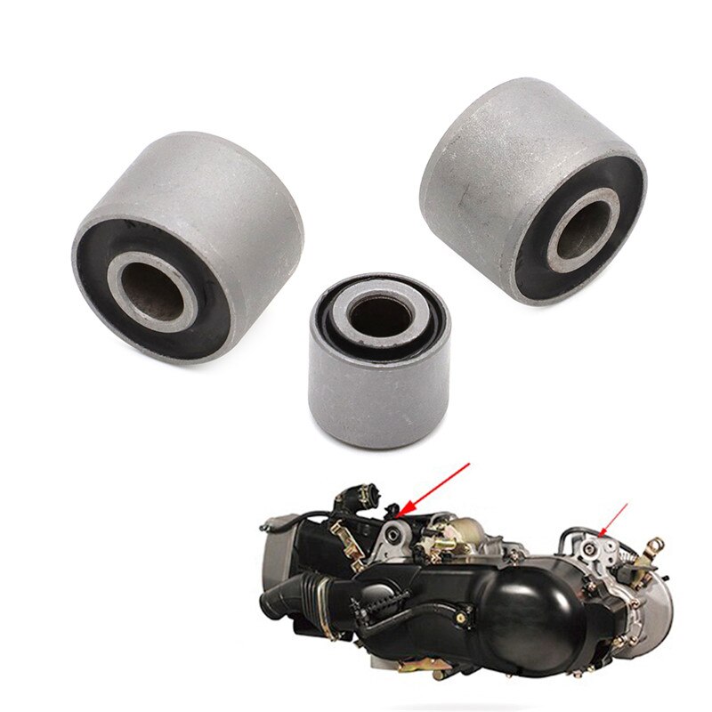 Paquete de 3 bujes de montaje del Motor GY6 para bujes de cárter de Scooter de 125/150CC para 139QMB 152QMI 157QMJ 125cc 150cc