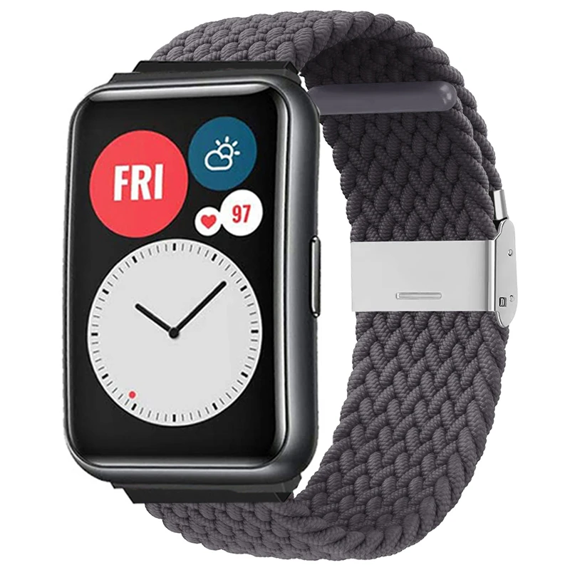 Rem til huawei watch fit 2- rem flettet nylonrem justerbar udskiftningsrem til huawei watch fit-remme