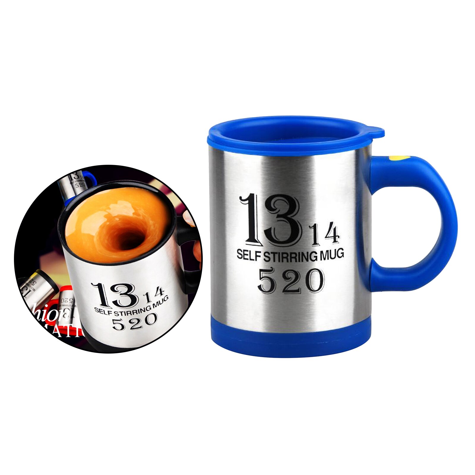 Self Stirring Mug Coffee Cup Tea Auto Mixer Drink Insulate Stainless 400ml: Blue