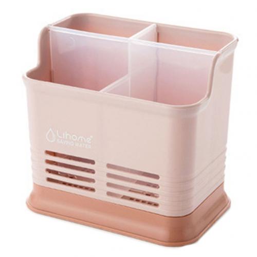 Keuken Bestek Eetstokjes Bestek Hollow Opslag Aftappen Box Organizer Rack Lepel Opbergrek Bestek Organisator Afdruiprek: Pink 4 Grids