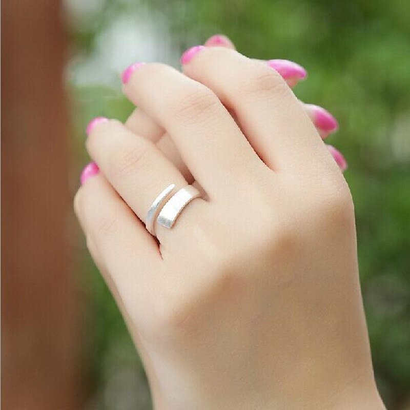 Anillos de plata de ley 925 coreanos para mujer con apertura mate sencilla clásica, anillos de apertura creativos geométricos trenzados SR54