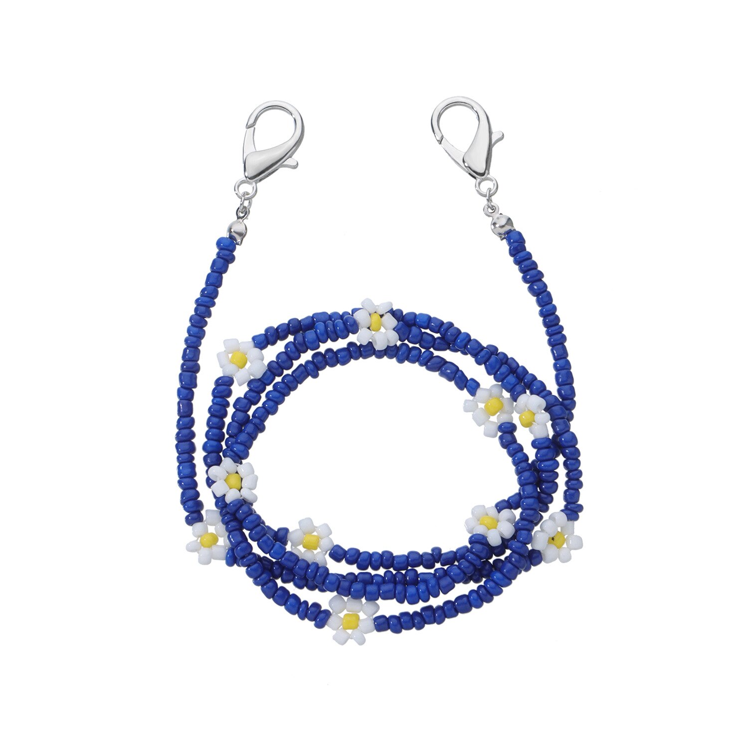Produkt farverige blomster perler briller kæde daisy blomst anti-mistet maske kæde piger kvinder: Blå