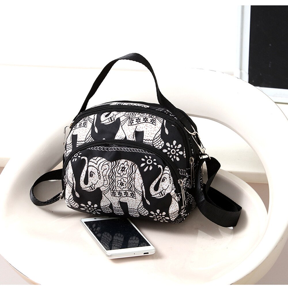 Vrouwen Canvas Tas, Casual Een Schouder Koreaanse Stijl Handtas, Cross-Body Bag: Totem elephants