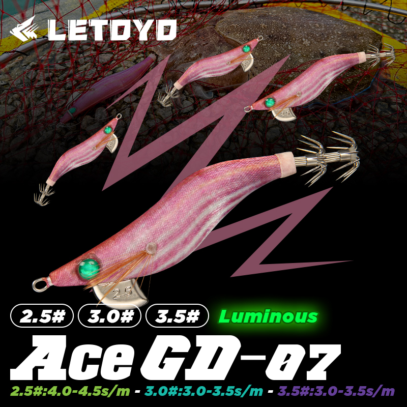 LETOYO 3.5# 3.0# 2.5# Cebo de calamar que se hunde Cebo de calamar luminoso Cebo de pesca artificial EGING Para Señuelo de pulpo Webfoot Pesca de Sepia Oficinalis EGI Señuelo de pesca en el mar