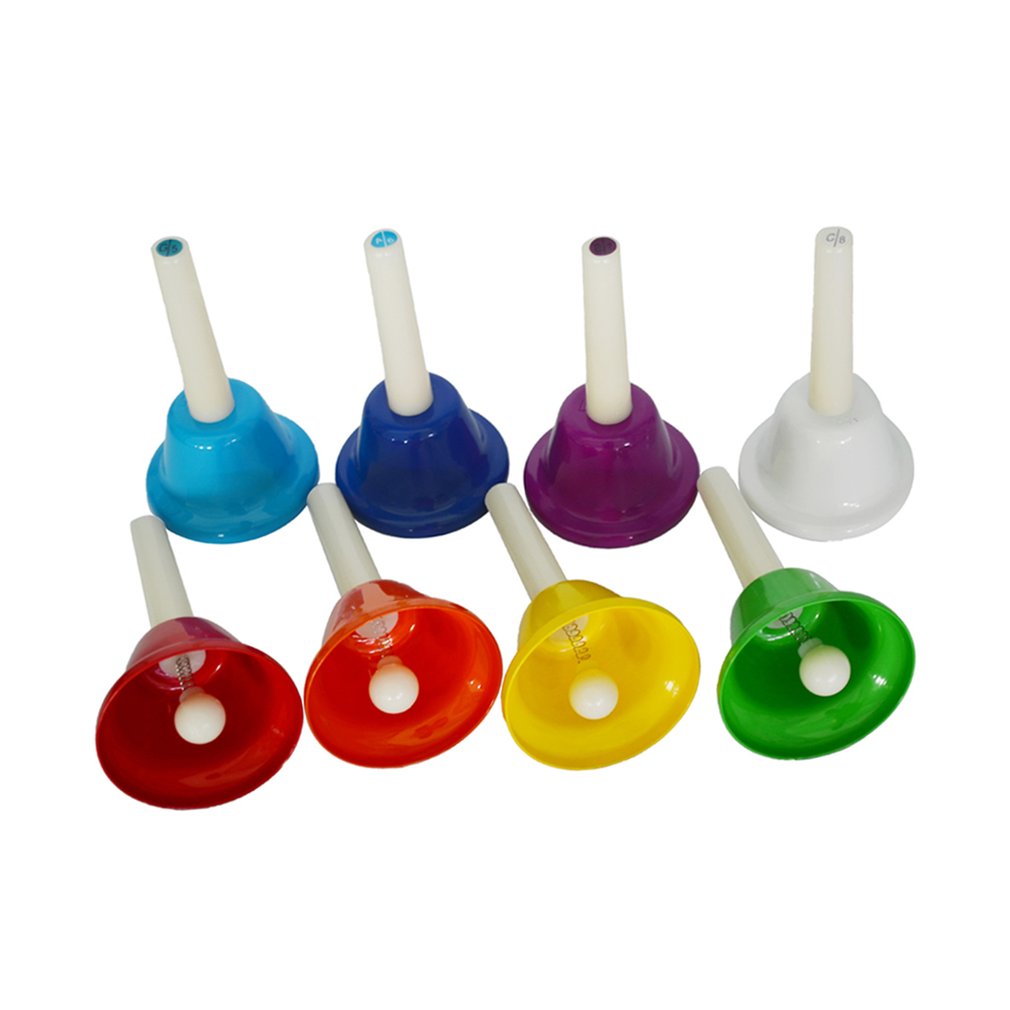 Uitverkoop 8 Stks/set Kleurrijke Metalen Ritme 8 Note Hand Bell Set Muziekinstrument Percussie Onderwijs Voor Kind Kids