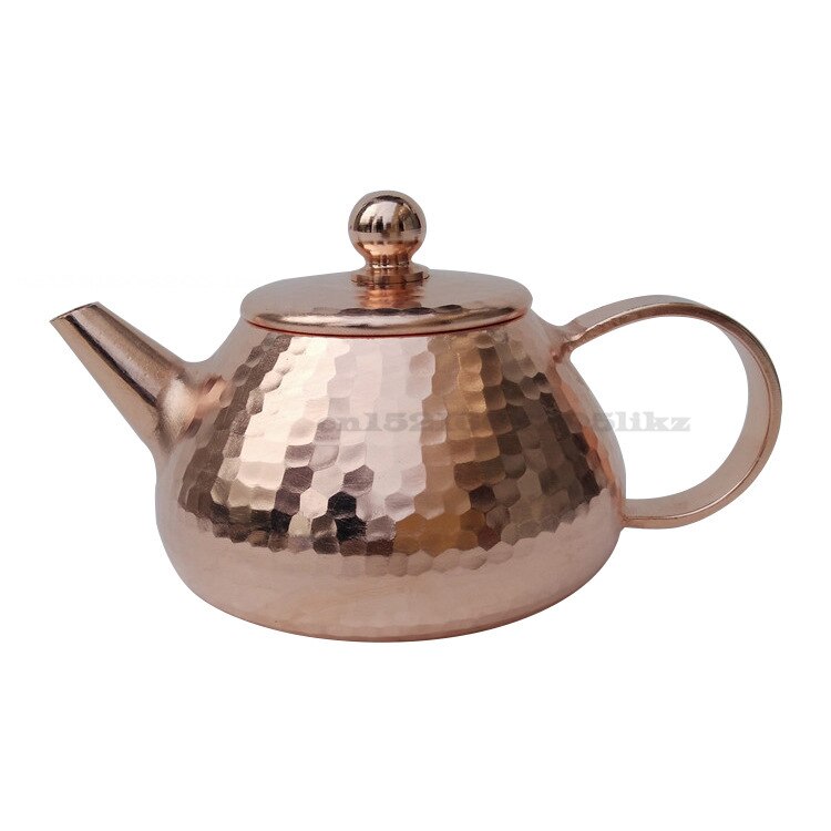 200ml Pure Red Copper Kettle Thickened Copper Kettle for Boiling Water Manual Hammer Pattern Tea Set Teapot Crafts