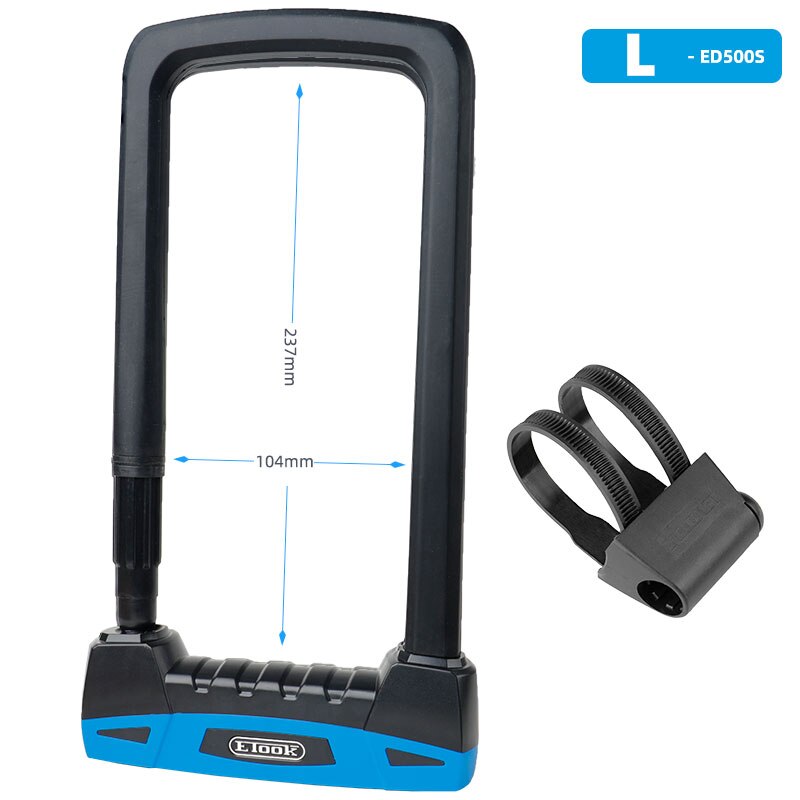 Etook Bicycle U-Lock W/ Mount Bracket Motorcycle E-Bike U-shaped Lock Safety Device Cut Resistant S L Multi Colors: Blue L