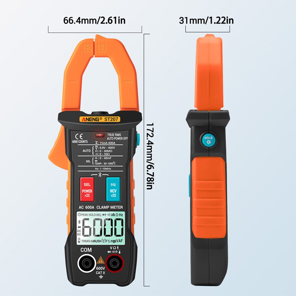 Digital Clamp Multimeter Voltmeter Ammeter Easily Carrying Auto-Range APP Bluetooth Amp Meter Lightweight Gadgets