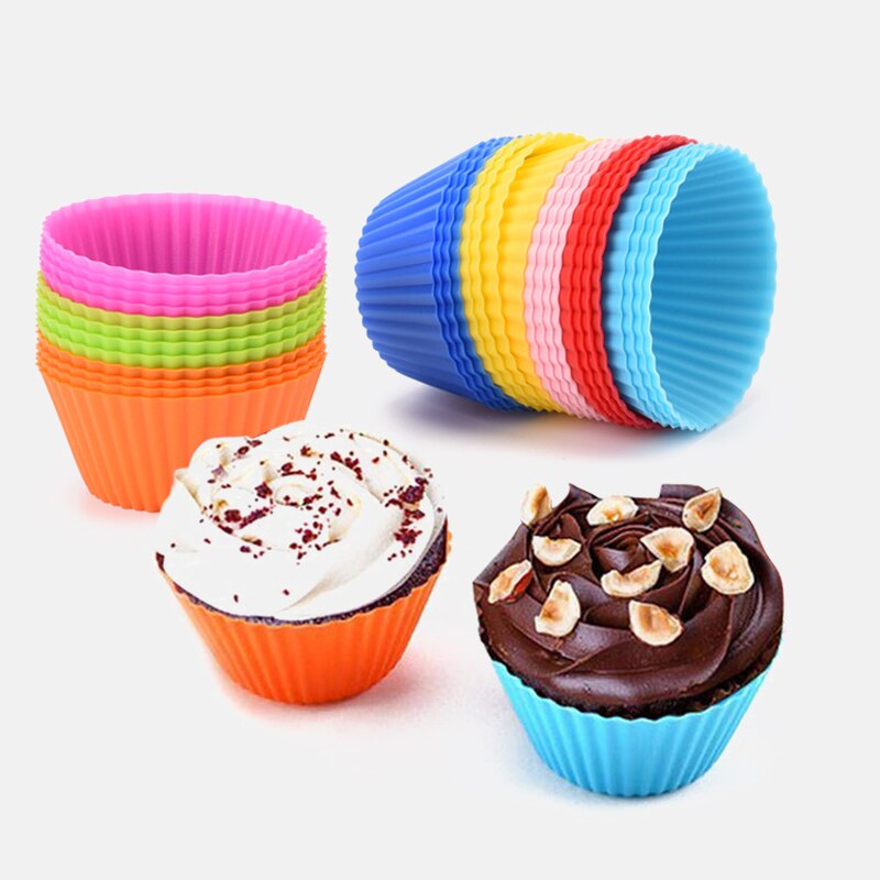 12pcs/Set Silicone Cake Mold Round Shaped Muffin Cupcake Baking Molds Kitchen Cooking Bakeware Maker DIY Cake Decorating Tools