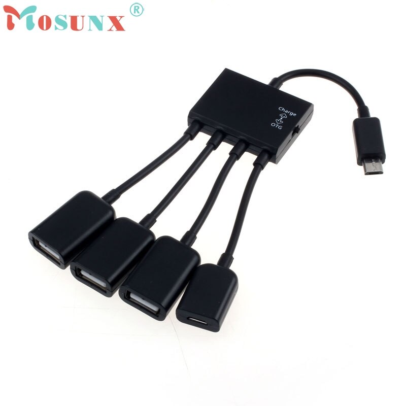 Black 4 Port Micro USB Power Charging OTG HUB Cable For Smartphone Table_KXL0222