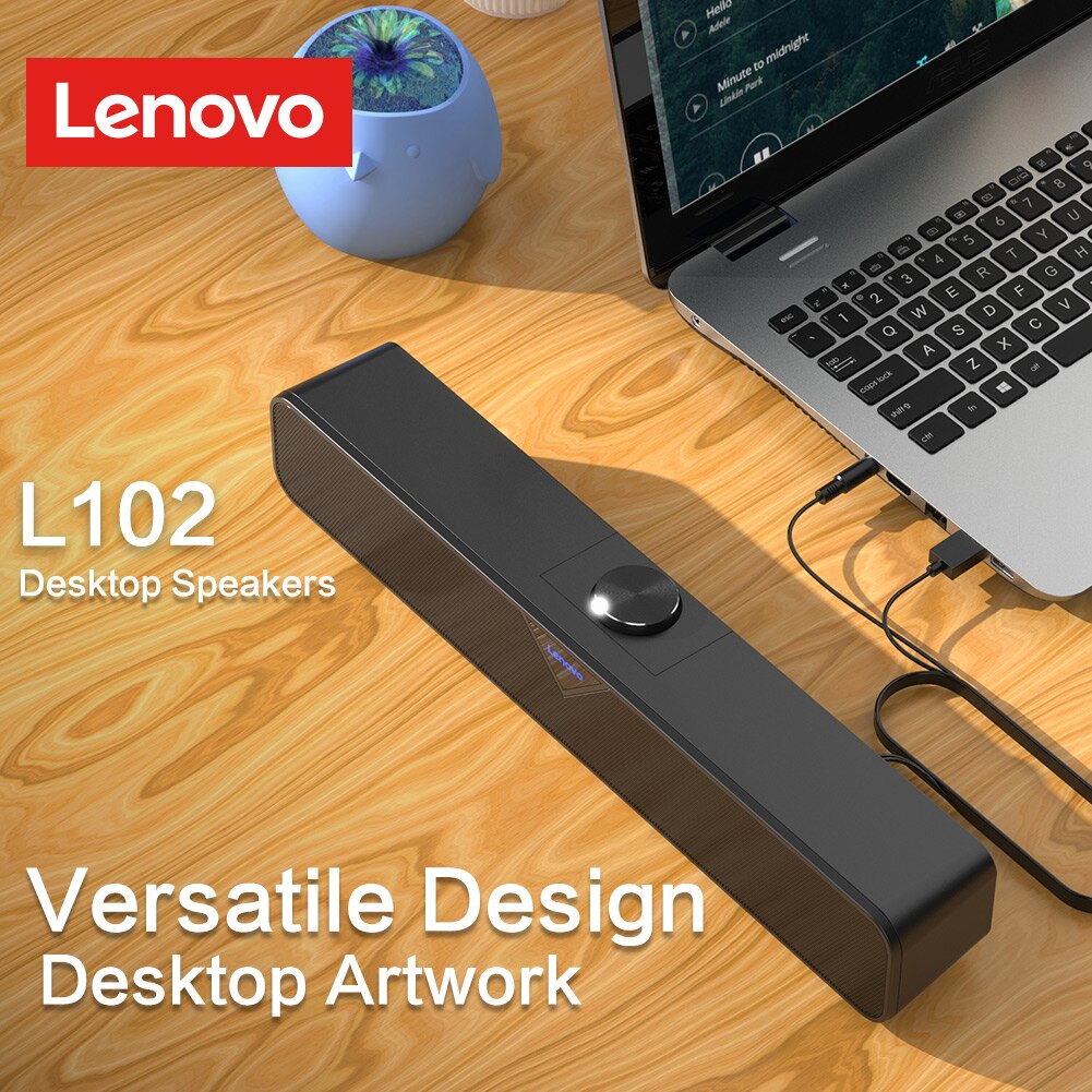 Lenovo  l102 computerhøjttaler stereolyd subwoofer højttaler 3.5mm aux til macbook bærbar notebook pc musikafspiller højttaler