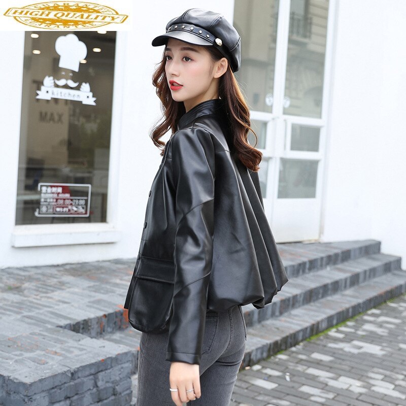 Leather Jacket Women Spring Autumn Faux Leather Coat Black Korean Short pu Motorcycle Biker Jacket 6101 KJ3997