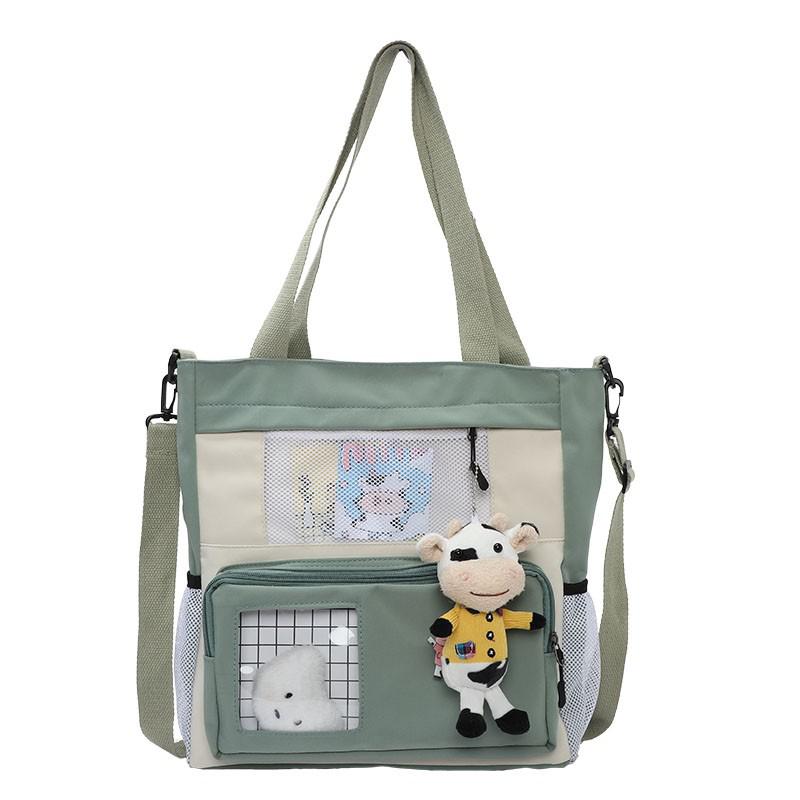 Mode Nylon Lady Crossbody Tas Leuke Meisje Messenger Schooltassen Kawaii Student Boek Tas: Green