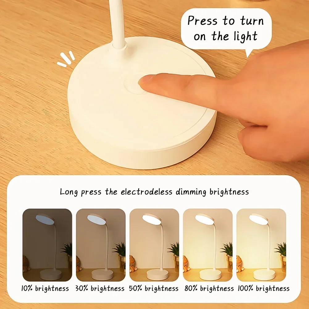 Draagbare Mini Led Dimbare Bureaulamp Usb Plug Batterij Aangedreven Slaapkamer Beddengoed Lamp Bureau Leeslamp Oogbescherming Warm Licht