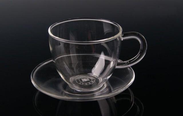 4 sett/parti klart varmebestandig glass tekopp og tallerkensett håndlaget kongfu tekopper redskaper  jp 1065