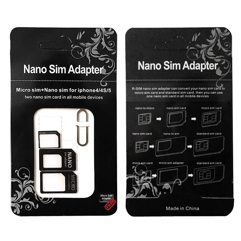 4 in 1 Mikro Nano SIM Karte Adapter Verbinder Bausatz Für iPhone 6 7 Plus 5 S Huawei P8 lite p9 Xiaomi Hinweis 4 Profi 3S Mi5 sims Halfter