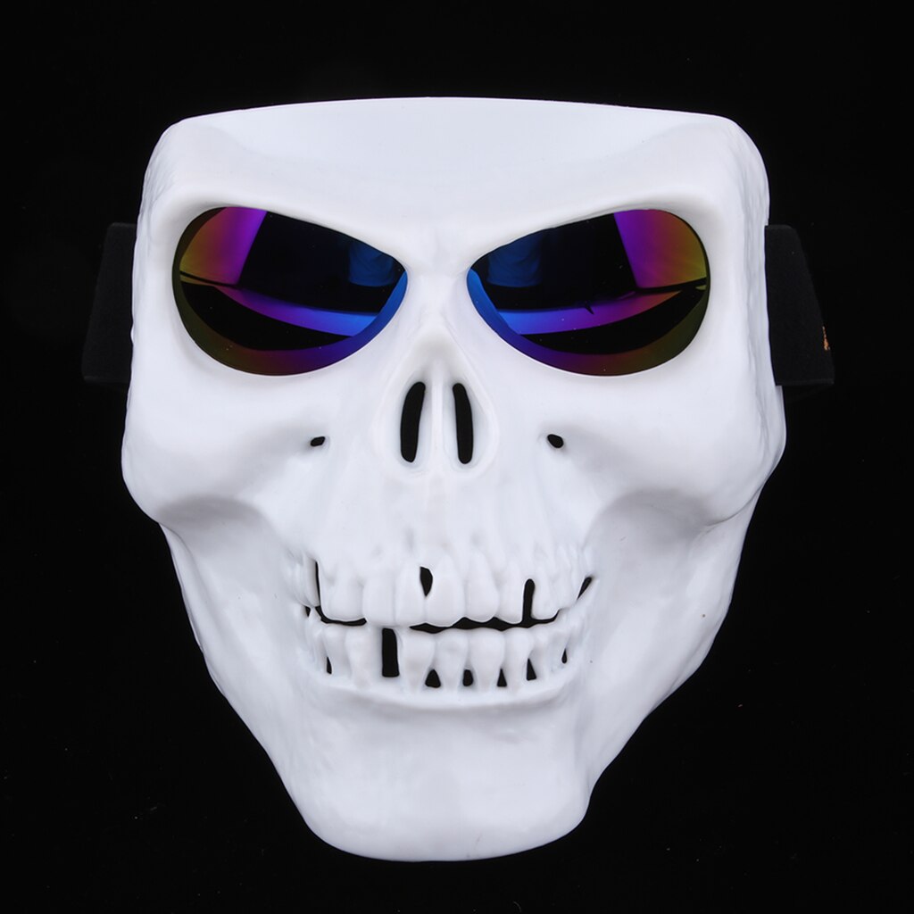 Motorbike Helmet Skull Monster Bones Demon Visor Full Face Mask Halloween: White Blue