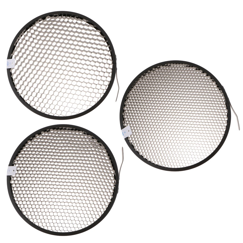 3Pcs 60 50 40 Degree Honeycomb Grid Mesh for 7inch Standard Reflector Diffuser Lamp Shade Photography Acces