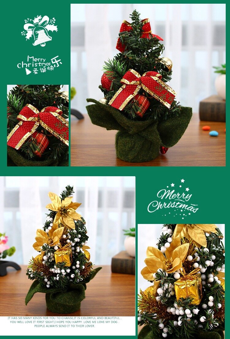 20cm Mini Christmas Tree Decor Desk Table Decor Small Party Ornaments Xmas