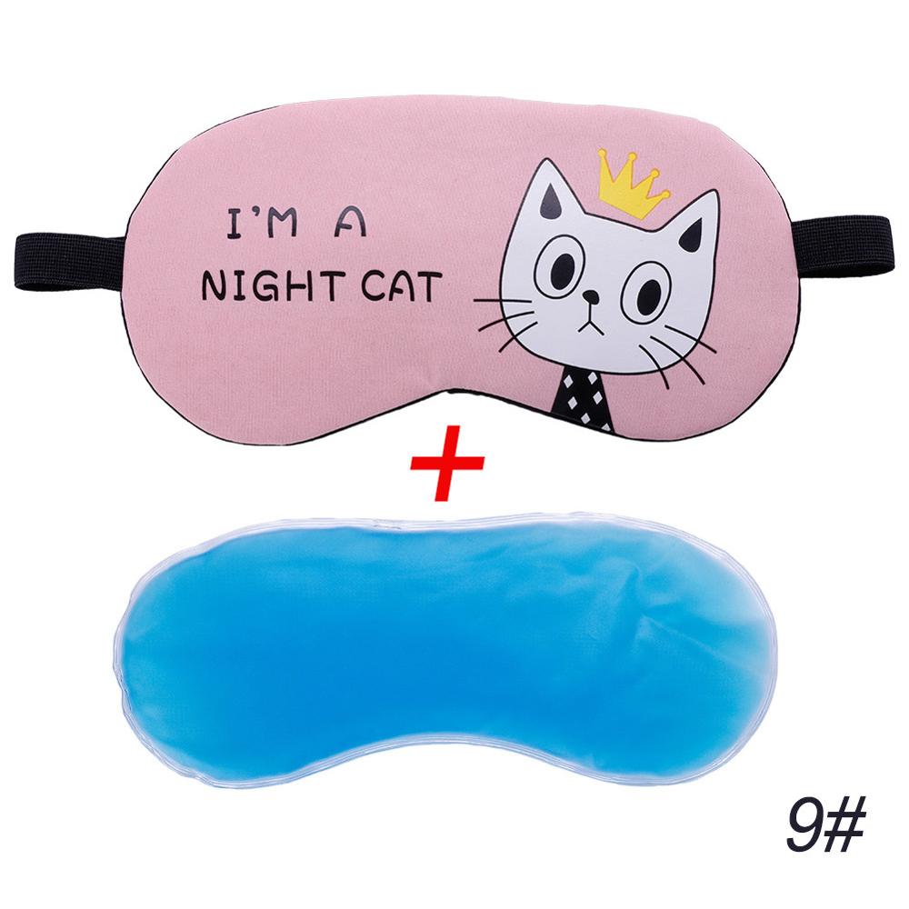 Schlaf Augen Maske Nette Katze Karikatur Hilfe Komfortable Eis Kompresse Gel Reise Schlaf-Rest-auge Schatten Abdeckung Augenbinde: 9 mit Eis Gel-Rosa