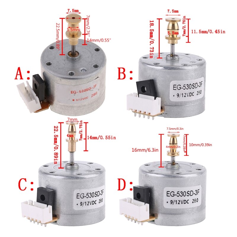 Motor metálico ajustable para giradiscos, de 3 velocidades EG530SD-3F, 33/45/78 RPM, Motor de manga de cobre para tocadiscos, 1 unidad