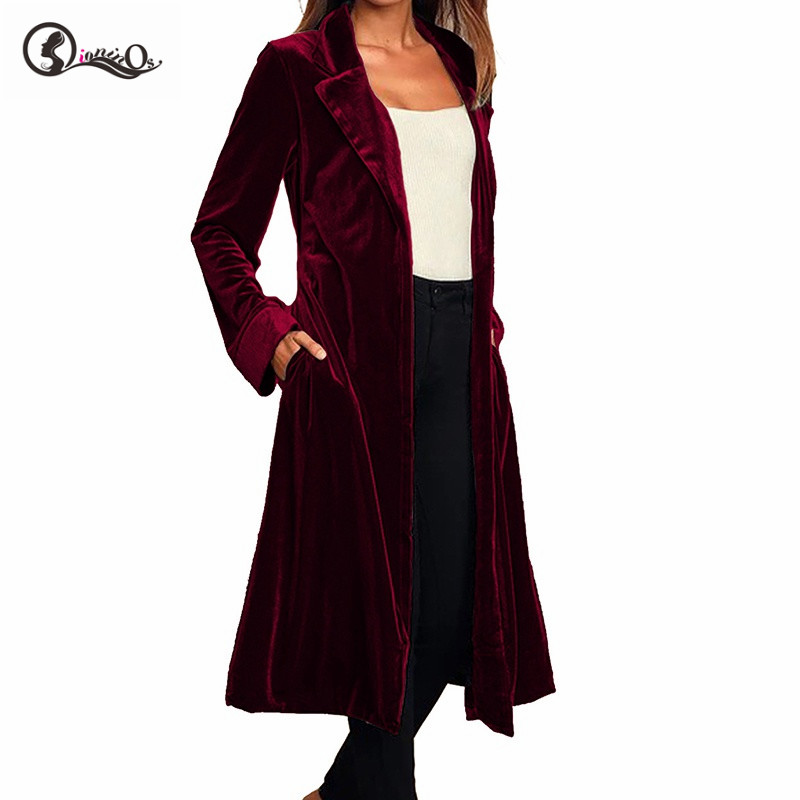 Spring Coat Cardigans Women Trench Long Coat Female Sashes Outwear Velvet Long Cardigan Trench: JR / S