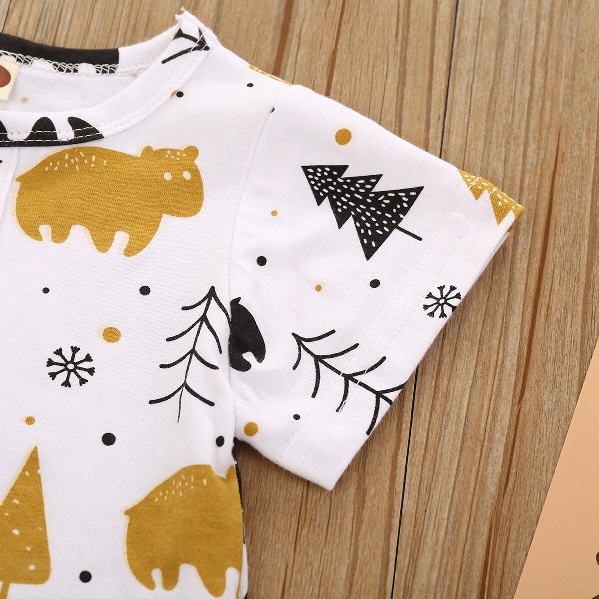 Kinderkleding sets met korte mouwen, t-shirts, topjes en gele shorts, 2 stuks