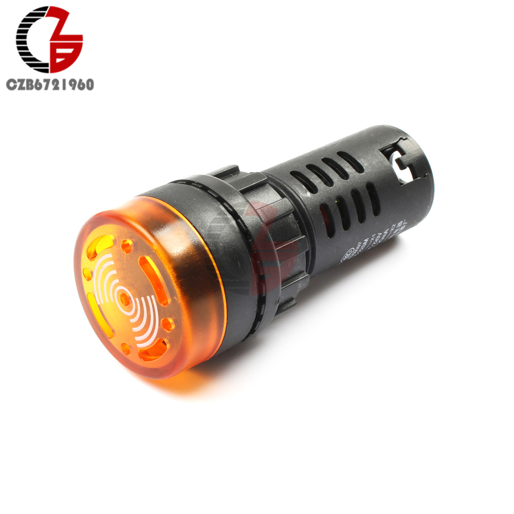 Buzzer d'alarme Flash LED 12V 24V 110V 220V lumière LED, voyant lumineux d'avertissement, rouge vert jaune, AD16-22SM: 12V Yellow
