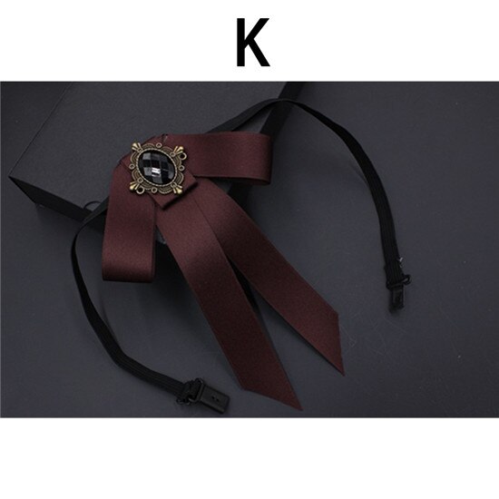 Corbata de moño grande Vintage para mujer, Collar de cinta con borlas de cristal con broche, joyas para un traje , Pin: 11