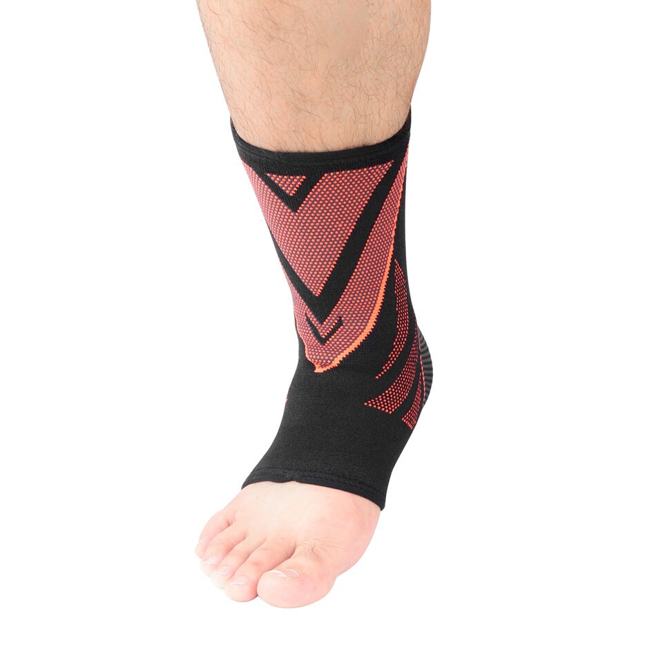 Justerbar ankelstøttepude beskyttelse elastisk bandage ankelbøjle beskyttelse forstuvninger skade wrap hæl pude til basketball: Orange / Xl