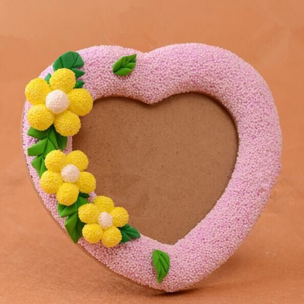 Natural Wooden Heart Shape DIY Picture Photo Frame Kids Craft Home Decor