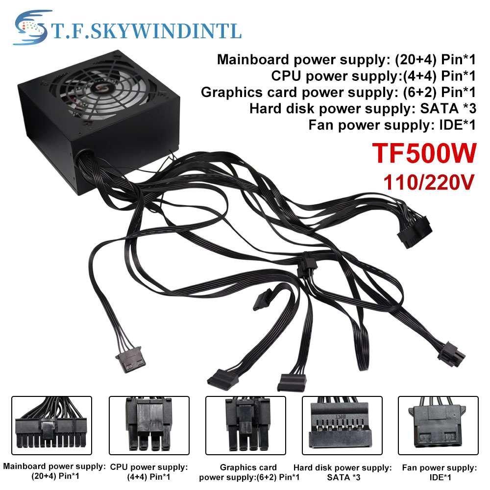Fonte 500w PSU12V fuentes de alimentación de PC para oficina 500W 24pin ATX fuente de alimentación de ordenador PSU 500W PC Gaming Power PC Gamer fuente de juego